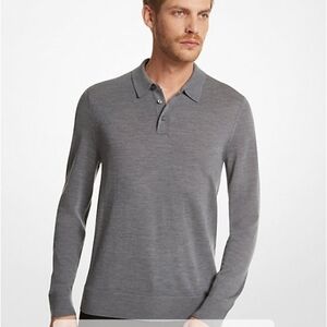 Pronto Uomo Gray Merino Wool Polo Sweater Modern Fit